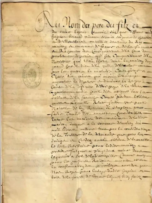 Testament d'Hugues Bétault en faveur de l'Hôtel-Dieu des Hospices Civils de Beaune © Archives des Hospices Civils de Beaune