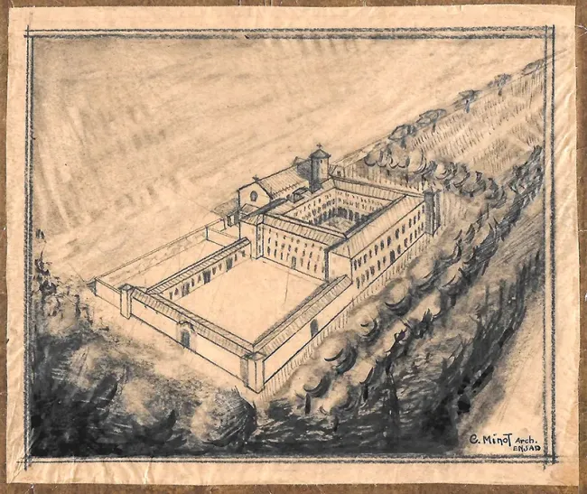Plan de l’architecte Minot présentant l’abbaye de Boulbonne au XVIIIe siècle