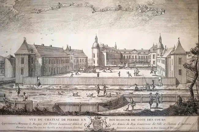 Gravure du XVIIIe siècle figurant le Château de Pierre-de-Bresse © Ecomusée de la Bresse