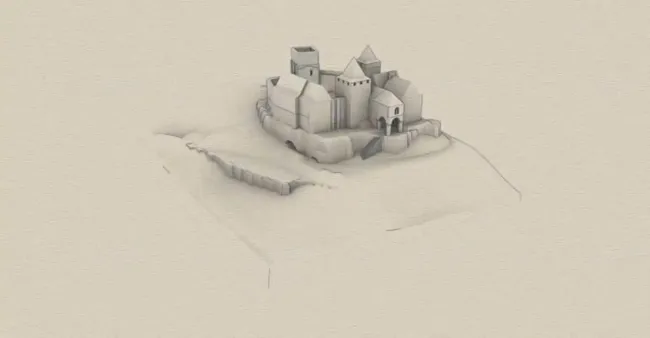 Reconstitution 3D des prémices de la coseigneurie ©Château de Salignac