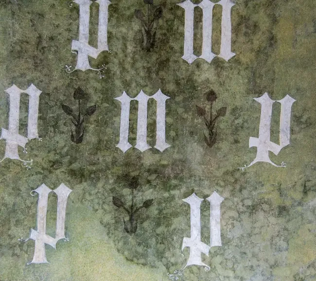 Peintures murales de la chambre de Marguerite de Bavière par Jean de Beaumetz et ses collaborateurs au Château de Germolles © Matthieu Pinette