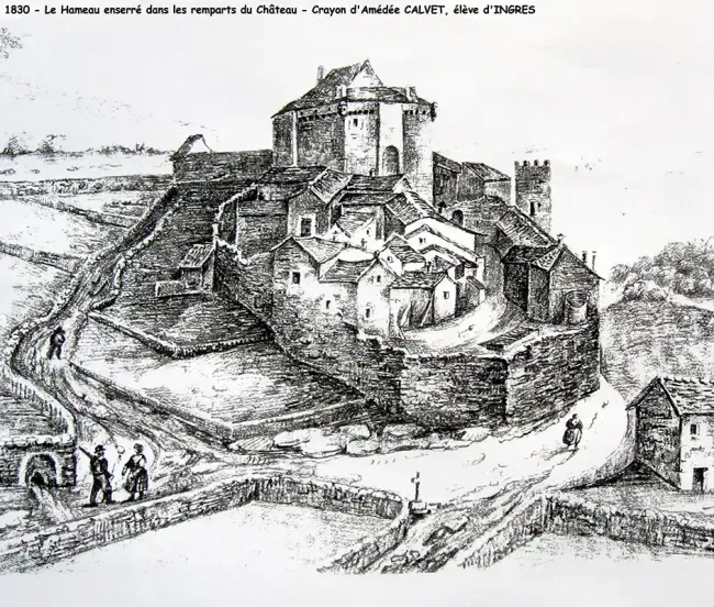 Château de Dio_Château et Hameau 1830 Château de Dio en 1830