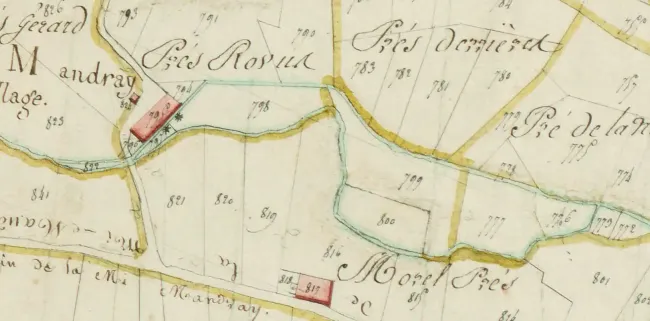 Scierie de Mandray_Plan cadastral de 1812 © Joelle Laurençon