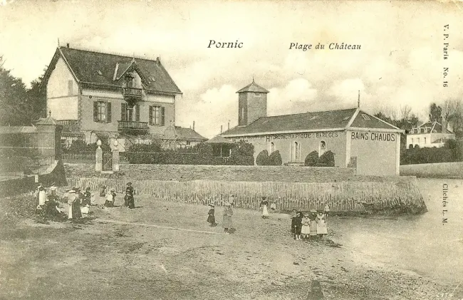 Etablissement des bains chauds, carte postale, château de Pornic